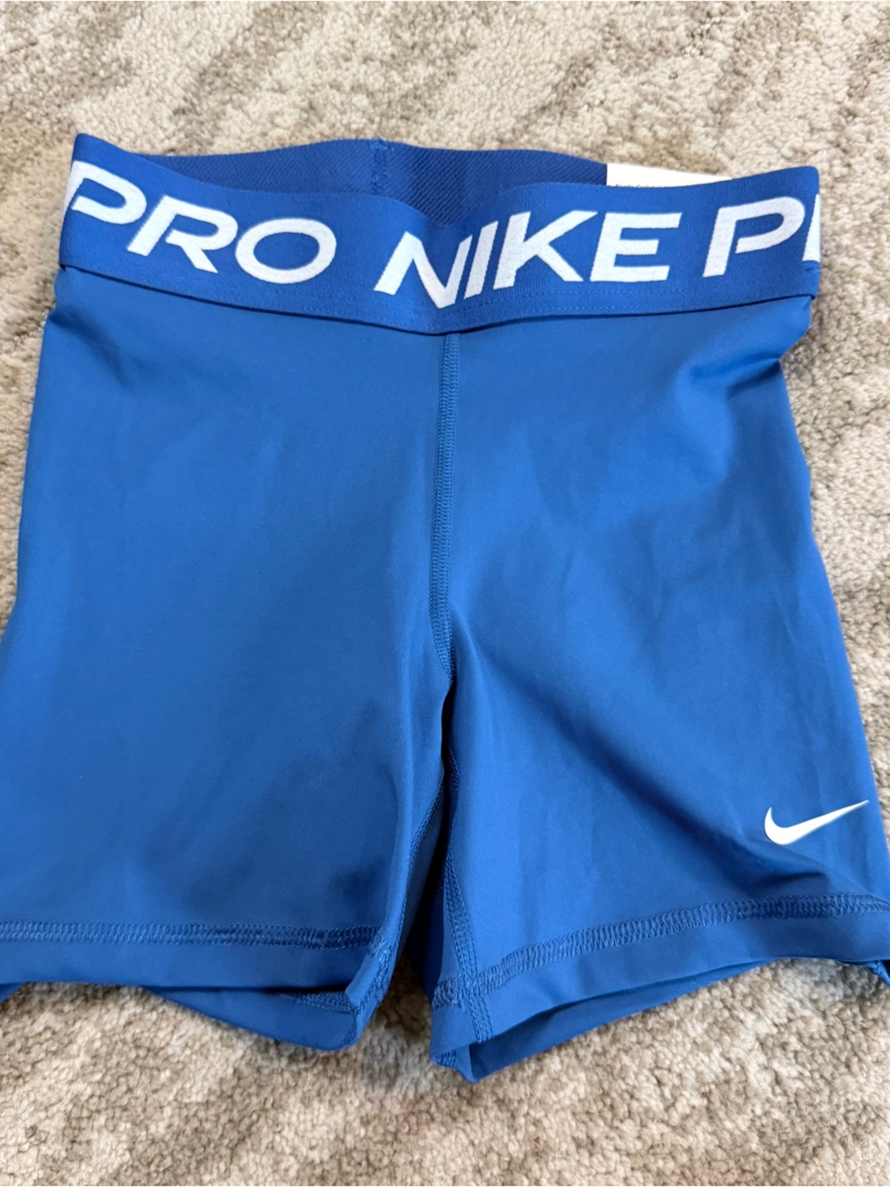 Nike Blue Performance Compression Shorts with White Swoosh